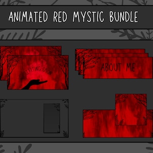 Animerat rött mystiskt Twitch-överläggspaket | Överlägg, scener, ramar, paneler och aviseringar för Twitch-strömmar