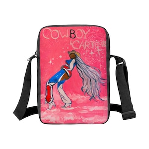 Obraz Beyoncé namalowany przeze mnie na torbie typu crossbody