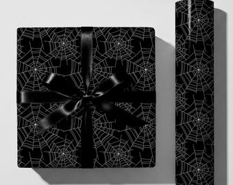 Halloween Gift Wrap, Spider Web Wrapping Paper, Creepy Spider Wrap, Spooky Season Wrapping Paper 10OCTC001