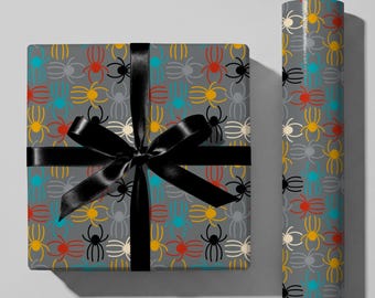 Halloween Party Wrapping Paper, Spider Web Gift Wrap Roll, Spooky Spider Paper, Boo Basket Gift Wrap 10OCTC001