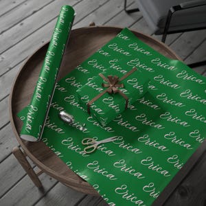 Personalized Name Gift Wrap, Custom Name Green and Pink Wrapping Paper, Wrapping Paper for Any Occasion, Birthday Name Gift 004 image 7