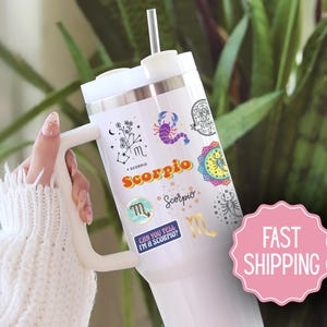 Scorpio 40 oz Tumbler, Custom Astrology Travel Mug, 20 oz Horoscope Sign Gift, Personalized Zodiac Cup, Star Sign Stamp Style Travel Cup