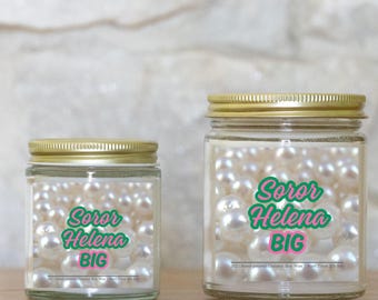 Vela de hermandad rosa y verde, vela de soja de lujo hecha a mano, regalo de hermandad, regalo pequeño y grande, regalo del Día de los Fundadores, regalo de hermandad 002