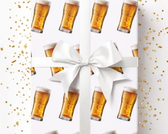 Beer Gift Wrap, Fun 21st Birthday Wrapping Paper, Craft Beer Party Gift Wrap, White Elephant Present, Beer Lover Bday Wrap 00DrinkC002