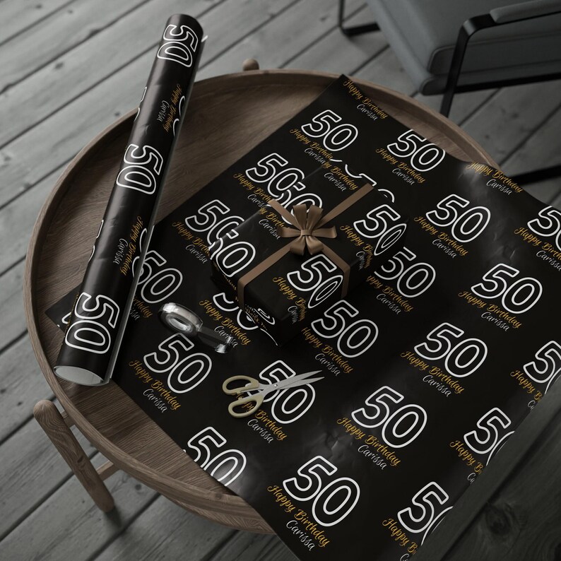 Custom Age Milestone Birthday Wrapping Paper Personalized Name, Perfect Gift Wrap 16th 18th 21st 30th 40th 50th 75th 100th Celebrations 006 immagine 9