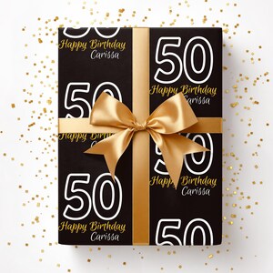 Custom Age Milestone Birthday Wrapping Paper Personalized Name, Perfect Gift Wrap 16th 18th 21st 30th 40th 50th 75th 100th Celebrations 006 immagine 3
