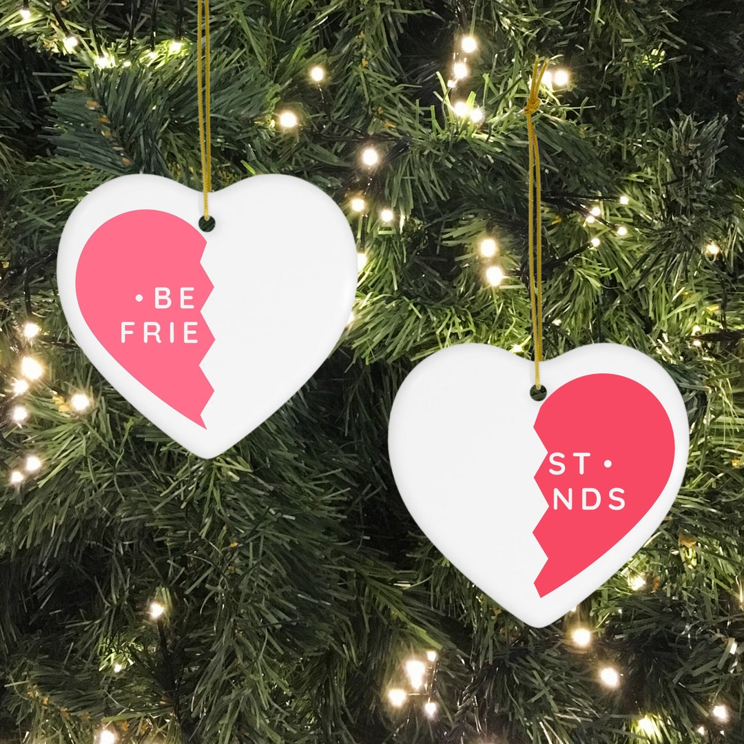 Best Friend Ornaments, BFF Gift, Bestie Split Heart Ornament, Best Friend Christmas Ornament