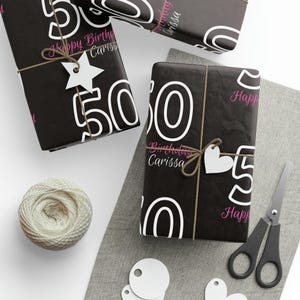Custom Age Milestone Birthday Wrapping Paper Personalized Name, Perfect Gift Wrap 16th 18th 21st 30th 40th 50th 75th 100th Celebrations 006 immagine 8