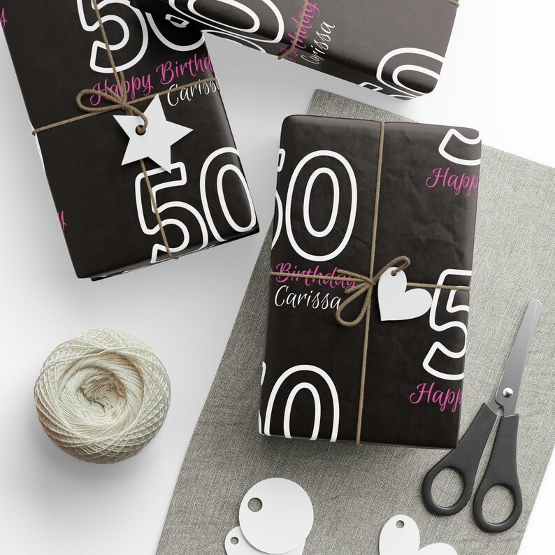 Custom Age Milestone Birthday Wrapping Paper Personalized Name, Perfect Gift Wrap 16th 18th 21st 30th 40th 50th 75th 100th Celebrations 006 immagine 8
