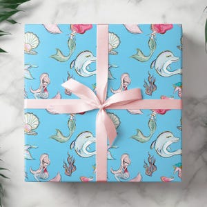 Personalized Name Mermaid Gift Wrap, Customized Under the Sea Birthday Present, Bday Wrapping Paper Roll for Girl, Sea Creature Theme 002 bild 8