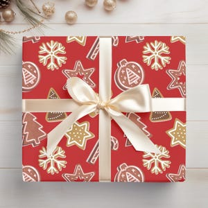 Gingerbread Cookie Christmas Wrapping Paper, Christmas Cookie Wrapping Paper, Custom Xmas Gingerbread Treat Gift Wrap 12XmasC009