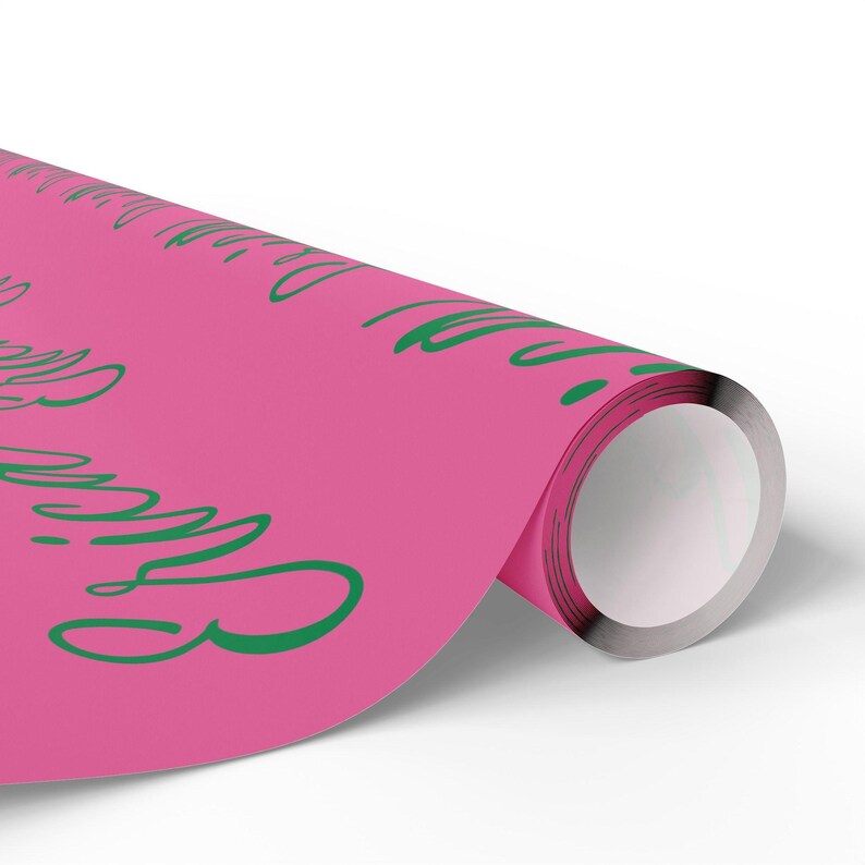 Personalized Name Gift Wrap, Custom Name Green and Pink Wrapping Paper, Wrapping Paper for Any Occasion, Birthday Name Gift 004 image 6