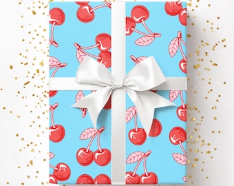 Retro Cherry Gift Wrap: Vintage Rockabilly Style