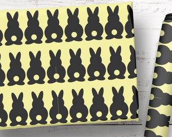 Yellow Bunny Tails Wrapping Paper, Easter Rabbit Gift Wrap, Easter Bunny Gift, Gift for Kid Teen, Available in Green, Yellow, Purple 006