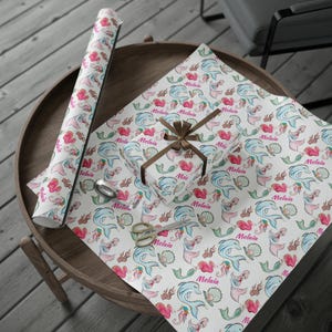 Personalized Name Mermaid Gift Wrap, Customized Under the Sea Birthday Present, Bday Wrapping Paper Roll for Girl, Sea Creature Theme 002 bild 10