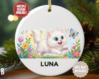 Personalized Persian Cat Ornament, Custom Cat Name Keepsake, Persian Cat Lover Gift, Cat Mom Ornament 00PETC005O