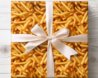 French Fry Gift Wrap, Fries Novelty Present, Kids Party Wrapping Paper for Birthdays, Holidays, Gag Gifts 00FoodC010
