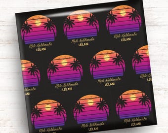 Personalized Mele Kalikimaka Wrapping Paper, Christmas Gifts Hawaiian Christmas Holiday in Hawaii Christmas Palm Tree Islander 12XmasC024