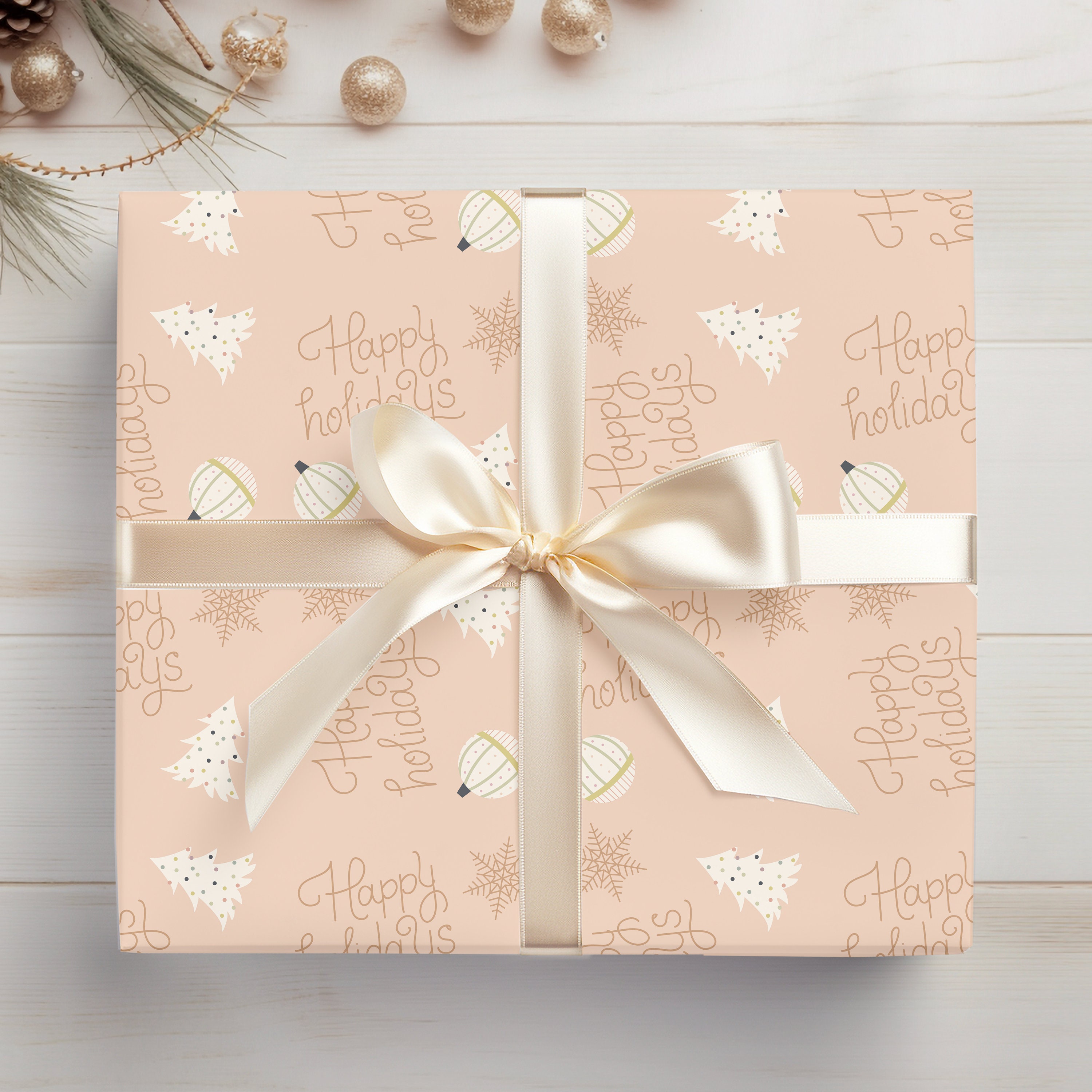 Neutral Christmas Gift Wrap, Tan Holiday Wrapping Paper Christmas Gifts,  Beige Christmas, Light Brown Wrapping Paper 