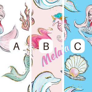 Personalized Name Mermaid Gift Wrap, Customized Under the Sea Birthday Present, Bday Wrapping Paper Roll for Girl, Sea Creature Theme 002 bild 2