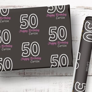 Custom Age Milestone Birthday Wrapping Paper Personalized Name, Perfect Gift Wrap 16th 18th 21st 30th 40th 50th 75th 100th Celebrations 006 immagine 7