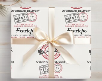 Personalized North Pole Delivery Santa Christmas Gifts Wrapping Paper Custom Santa Delivery Name Gift Wrap North Pole Express 12XmasC022