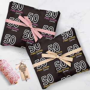 Custom Age Milestone Birthday Wrapping Paper Personalized Name, Perfect Gift Wrap 16th 18th 21st 30th 40th 50th 75th 100th Celebrations 006 immagine 1