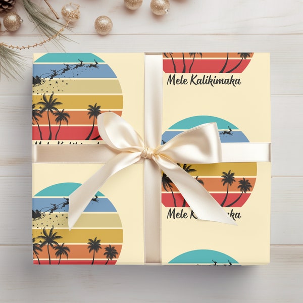 Hawaiian Christmas Wrapping Paper Mele Kalikimaka Gifts Hawaiian Holiday in Hawaii Christmas Palm Tree Gift Islander Xmas Wrap