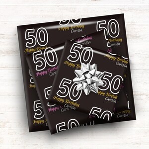 Custom Age Milestone Birthday Wrapping Paper Personalized Name, Perfect Gift Wrap 16th 18th 21st 30th 40th 50th 75th 100th Celebrations 006 immagine 5