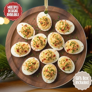 Deviled Egg Ornament, Funny Christmas Ornament, Foodie Gift, White Elephant or Gag Gift, Retro Holiday Décor 00FoodC002O