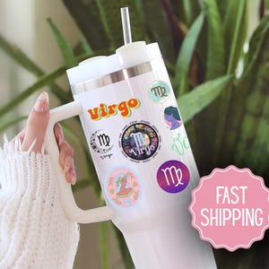 Virgo 40 oz Tumbler, Custom Astrology Travel Mug, 20 oz Horoscope Sign Gift, Personalized Zodiac Cup, Star Sign Stamp Style Travel Cup