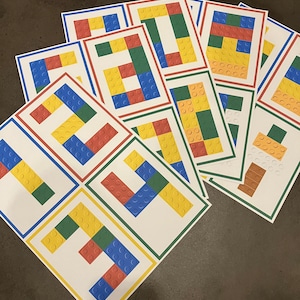Building blocks numbers, cards with numbers, learn and play, flash cards, instructions, montessori, patterns