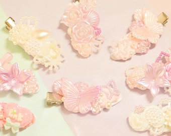 Pair of Elegant Hairclips-cute-handmade-hair accessories-birthday gifts-gift for her-kids-aesthetic-pretty-decoden-Kawaii