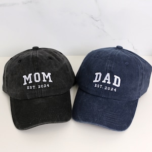 Custom Embroidered Hat, Personalized Date, Matching Vintage Baseball Hat, Gift For New Dad Mom, Pregnancy Announcement, Mothers day gift