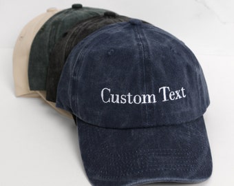 Custom Text Embroidered Hat, Personalized Cap, Vintage Baseball Hat, Gift For New Dad Mom, Gift For Bride, Bachelorette, Mothers Day Gift