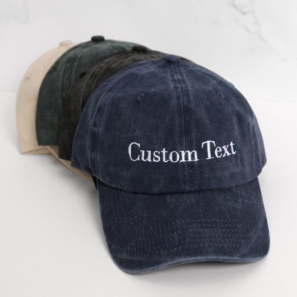 Custom Text Embroidered Hat, Personalized Dad Cap, Vintage Baseball Hat, Gift For New Dad Mom, Gift For Bride, Bachelorette, Christmas Gift