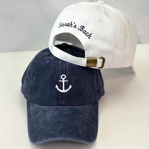 Personalized Anchor Embroidered Hat, Bachelorette Party, Vintage Baseball Cap, Bridesmaid Gift, Custom Text On The Back, Vacation Beach Hat