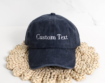 Custom Text Embroidered Hat, Personalized Cap, Vintage
