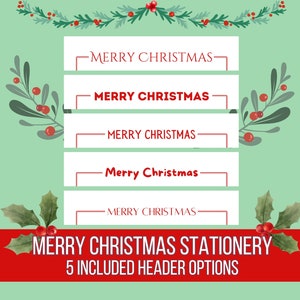 Papelería elegante y minimalista con texto en inglés Merry Christmas, con líneas de 8,5 x 11 pulgadas, letras RGB, PDF, papelería sencilla, plantilla de correspondencia para cartas festivas