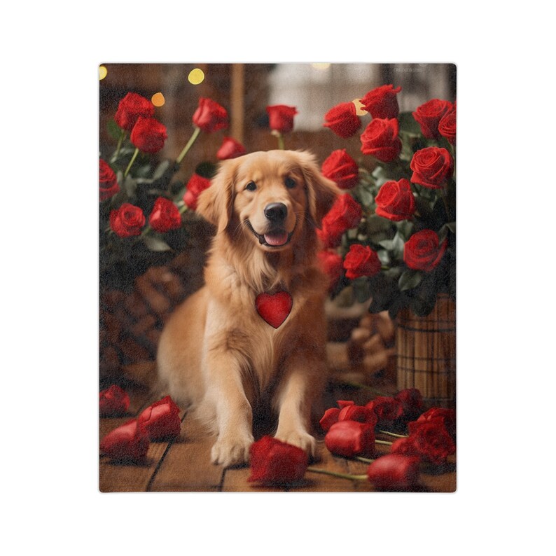 Cute Golden Retriever Velveteen Blanket Valentines Golden Retrievers