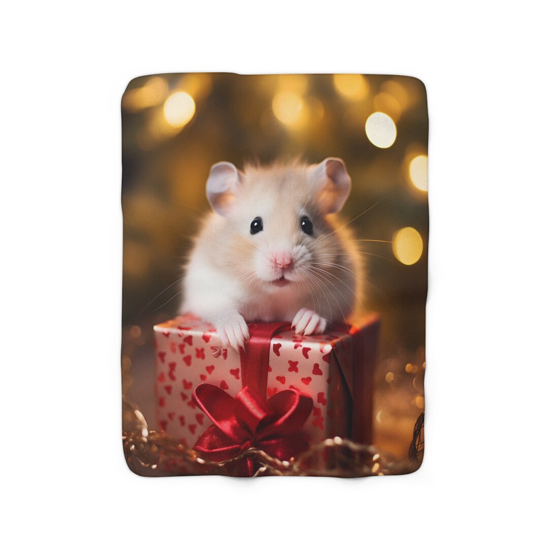 Cute Xmas Hamster Sherpa Blanket Xmas Hamster Holiday Season Etsy