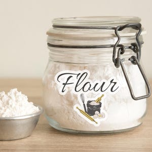 Flour Kiss-Cut Stickers for Labeling Jars Cute Sticker for Kitchen Organizing Flour Sticker Label for Pantry Organizing Kitchen Decor Gift
