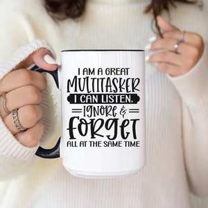 Funny Multitasker Coffee Mug - 15oz Two-Tone Ceramic Mug