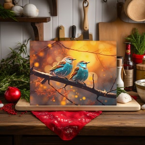 Bird Print on Glass Cutting Board for Chef Bird Lover Chopping Board for Cook Unique Gift for Wedding Cooking Essential for Bird Enthusiast