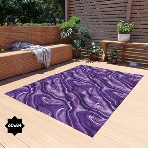 Purple Marble Print Outdoor Rug for Patio & Garden Outdoor Living Stylish Home Accent Outdoor Event Modern Outdoor Rug for Deck Home Decor