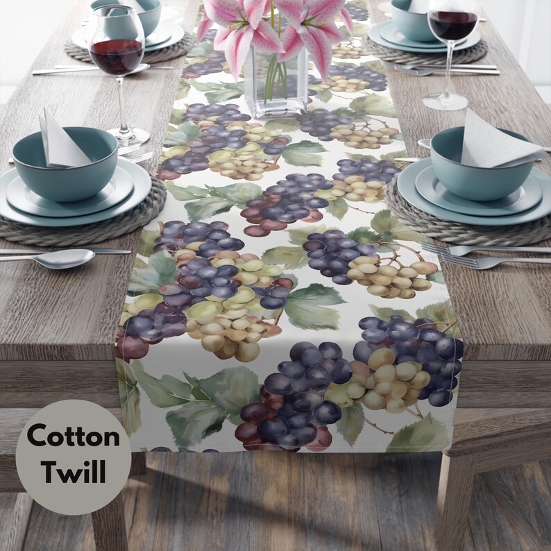 Grapes Printed Table Runner for Kitchen Decor Vineyard Table Decor ...