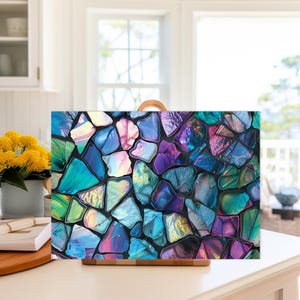Abstract Colorful Glass Cutting Board: Kitchen Decor Charcuterie Board