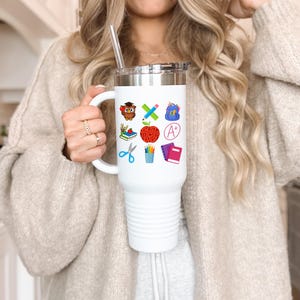 Teacher 40oz Tumbler Personalized Name Tumbler with Handle Teacher Appreciation Gift Thank You Teacher Travel Mug Teacher Insulated Cup
