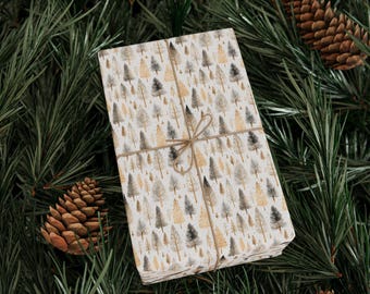 Papel de regalo navideño con diseño de árbol de Navidad dorado y plateado, papel de regalo para fiestas navideñas, papel de regalo navideño para regalos, papel festivo navideño