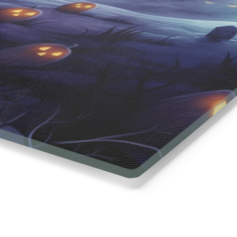 Ghost Graveyard Print on Tempered Glass Cutting Board Spooky Halloween Print on Glass Chopping Board Housewarming Gift Holiday Decor image 7
